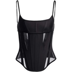 Mugler H&M Mesh-Paneled Corset Top